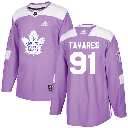 Personalized Maple Leafs #91 John Tavares Purple Authentic Fights Cancer Stitched NHL Jersey