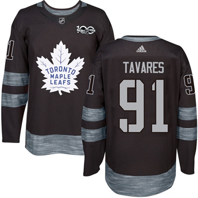 Personalized Maple Leafs #91 John Tavares Black 1917-2017 100th Anniversary Stitched NHL Jersey