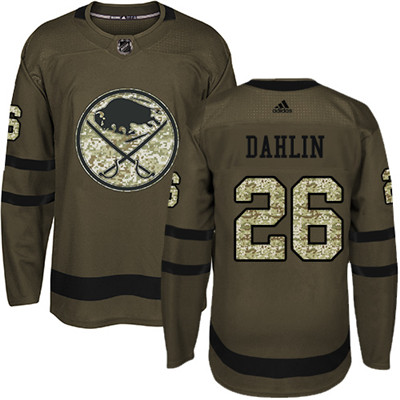 Personalized Sabres #26 Rasmus Dahlin Green Salute to Service Stitched NHL Jersey