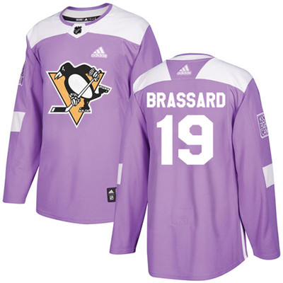 Personalized Penguins #19 Derick Brassard Purple Authentic Fights Cancer Stitched NHL Jersey