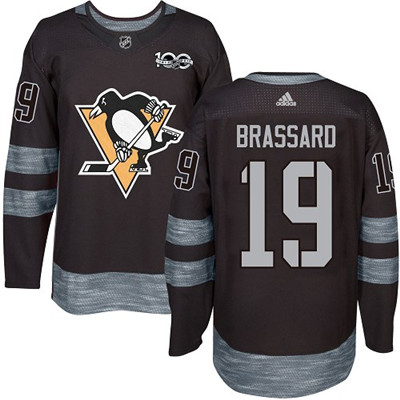 Personalized Penguins #19 Derick Brassard Black 1917-2017 100th Anniversary Stitched NHL Jersey