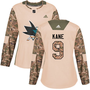 Personalized Sharks #9 Evander Kane Camo Authentic 2017 Veterans Day Women’s Stitched NHL Jersey
