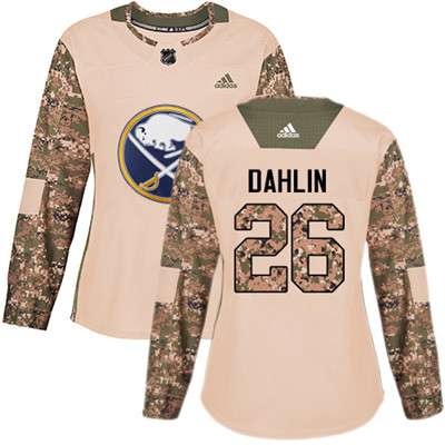 Personalized Sabres #26 Rasmus Dahlin Camo Authentic 2017 Veterans Day Women’s Stitched NHL Jersey