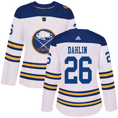 Personalized Sabres #26 Rasmus Dahlin White Authentic 2018 Winter Classic Women’s Stitched NHL Jersey