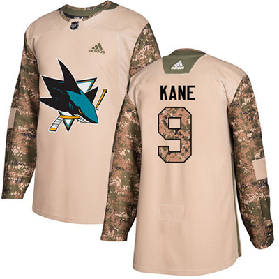Personalized Sharks #9 Evander Kane Camo Authentic 2017 Veterans Day Stitched Youth NHL Jersey