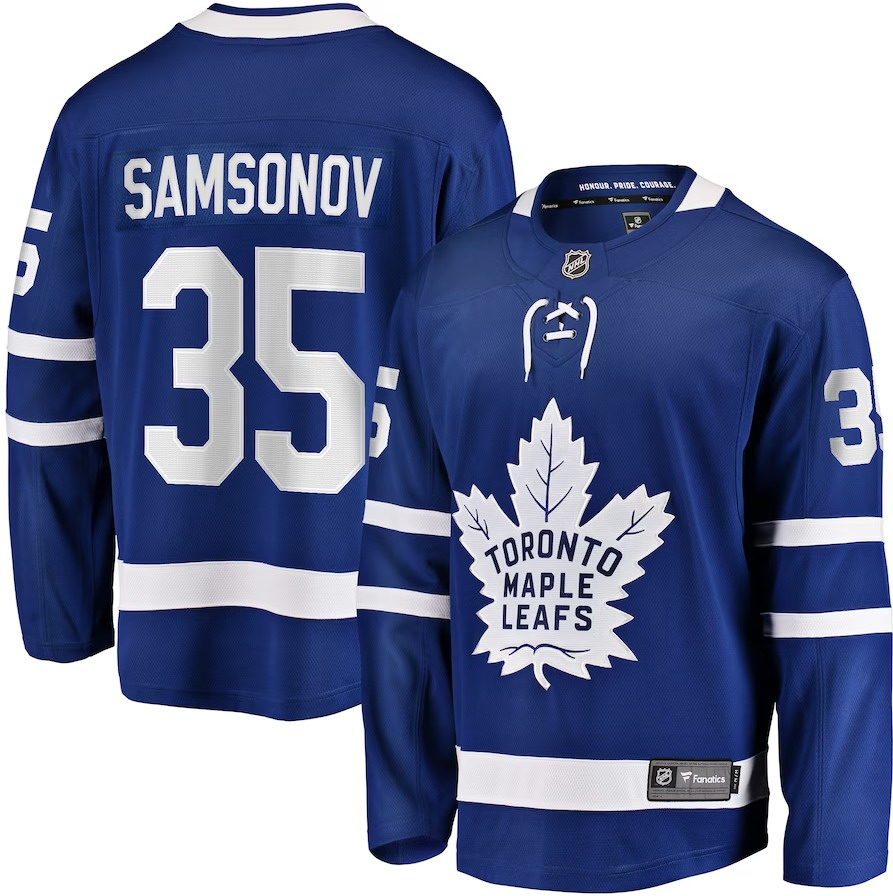Personalized Youth Ilya Samsonov #35 Toronto Maple Leafs Home Breakaway Player Jersey – Blue