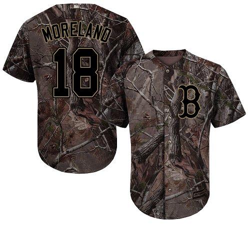 Personalized Red Sox #18 Mitch Moreland Camo Realtree Collection Cool Base Stitched Baseball Jersey