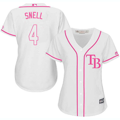 Personalized Rays #4 Blake Snell White Pink Fashion Women’s Stitched Baseball Jersey