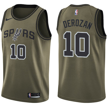 Personalized Spurs #10 DeMar DeRozan Green NBA Swingman Salute to Service Jersey