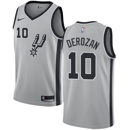 Personalized Spurs #10 DeMar DeRozan Silver NBA Swingman Statement Edition Jersey