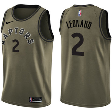 Personalized Raptors #2 Kawhi Leonard Green NBA Swingman Salute to Service Jersey