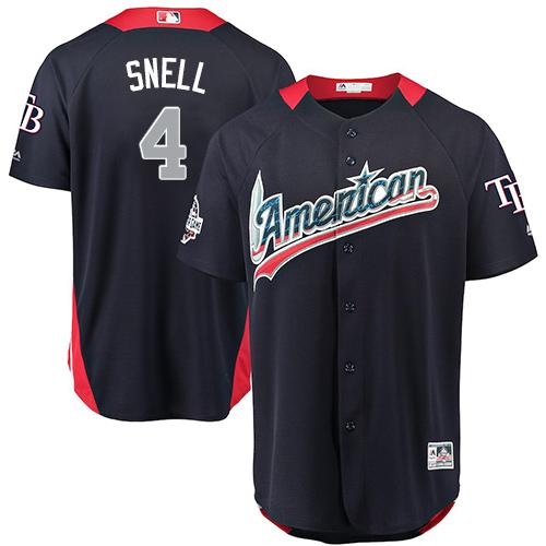 Personalized Rays #4 Blake Snell Navy Blue 2018 All-Star American League Stitched Baseball Jersey