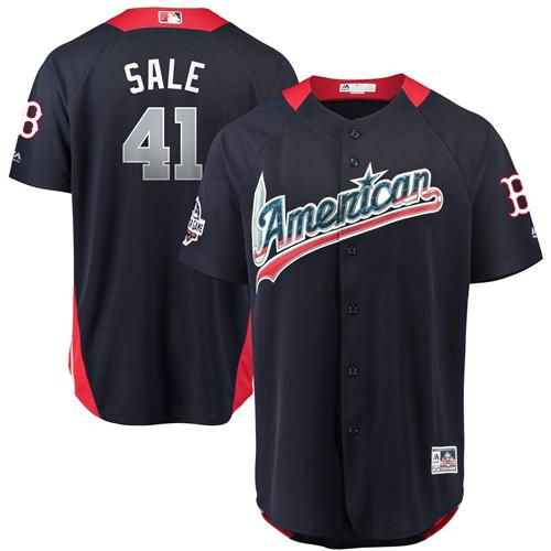 Personalized Red Sox #41 Chris Sale Navy Blue 2018 All-Star American League Stitched Baseball Jersey
