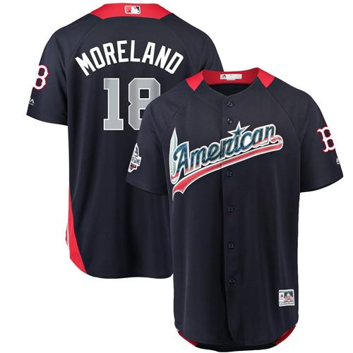 Personalized Red Sox #18 Mitch Moreland Navy Blue 2018 All-Star American League Stitched Baseball Jersey