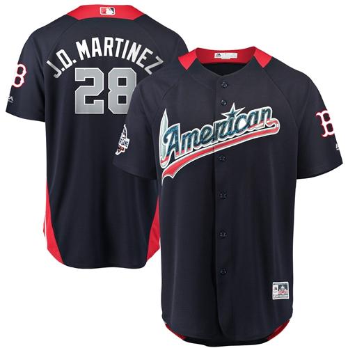 Personalized Red Sox #28 J. D. Martinez Navy Blue 2018 All-Star American League Stitched Baseball Jersey