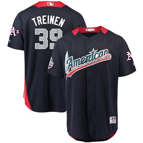 Personalized Athletics #39 Blake Treinen Navy Blue 2018 All-Star American League Stitched Baseball Jersey