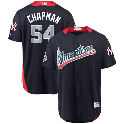 Personalized Yankees #54 Aroldis Chapman Navy Blue 2018 All-Star American League Stitched Baseball Jersey