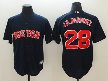 Personalized Red Sox 28 J.D. Martinez Navy Cool Base Jersey