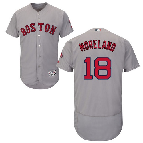 Personalized Red Sox #18 Mitch Moreland Grey Flexbase Authentic Collection Stitched Baseball Jersey