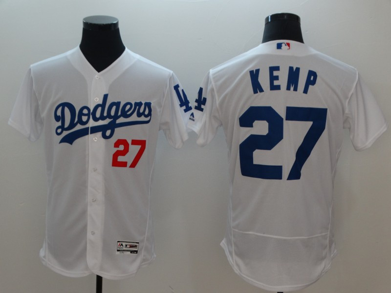 Personalized Dodgers 27 Matt Kemp White Flexbase Jersey