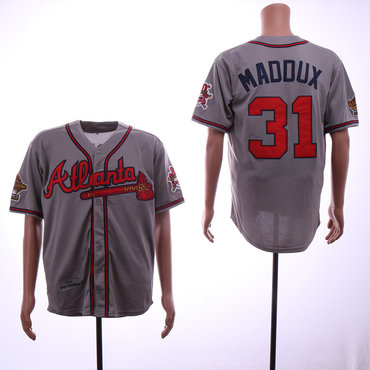 Personalized Braves 31 Greg Maddux Gray 1995 Throwback Jersey