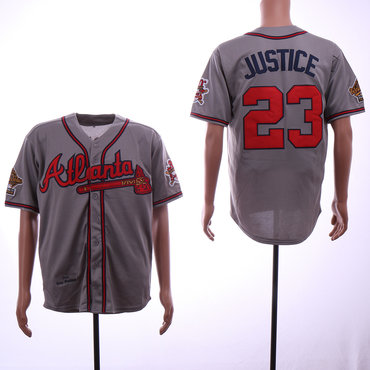 Personalized Braves 23 David Justice Gray 1995 Throwback Jersey