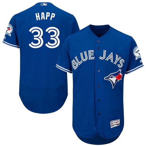 Personalized Blue Jays #33 J.A. Happ Blue Flexbase Authentic Collection Stitched Baseball Jersey