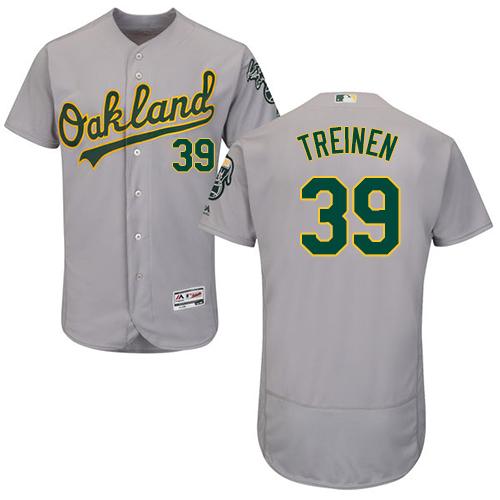 Personalized Athletics #39 Blake Treinen Grey Flexbase Authentic Collection Stitched Baseball Jersey