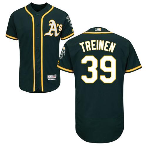 Personalized Athletics #39 Blake Treinen Green Flexbase Authentic Collection Stitched Baseball Jersey