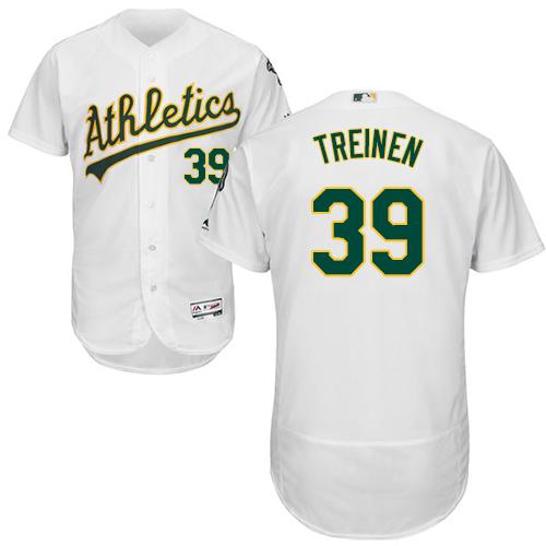 Personalized Athletics #39 Blake Treinen White Flexbase Authentic Collection Stitched Baseball Jersey