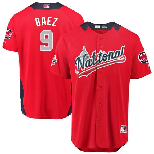 Personalized Cubs #9 Javier Baez Red 2018 All-Star National League Stitched Baseball Jersey