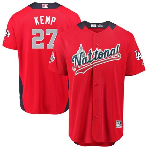 Personalized Dodgers #27 Matt Kemp Red 2018 All-Star National League Stitched Baseball Jersey