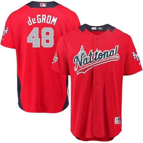 Personalized Mets #48 Jacob DeGrom Red 2018 All-Star National League Stitched Baseball Jersey