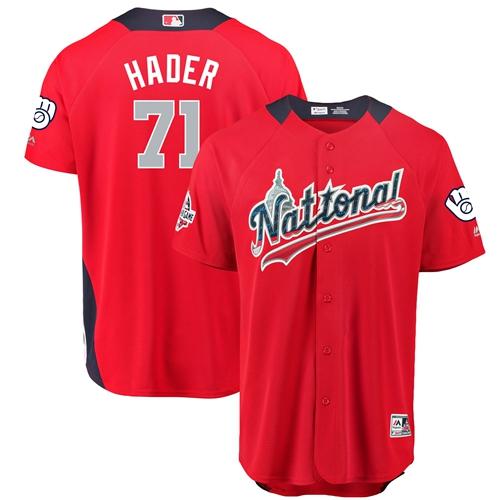 Personalized Brewers #71 Josh Hader Red 2018 All-Star National League Stitched Baseball Jersey