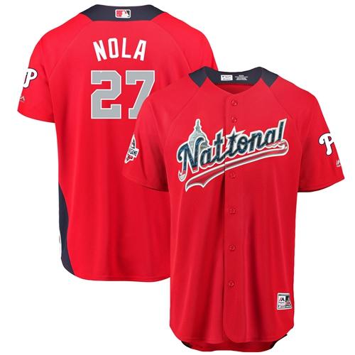 Personalized Phillies #27 Aaron Nola Red 2018 All-Star National League Stitched Baseball Jersey