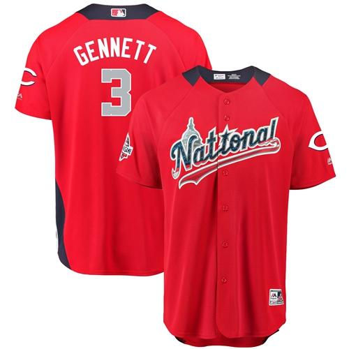 Personalized Reds #3 Scooter Gennett Red 2018 All-Star National League Stitched Baseball Jersey