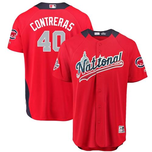 Personalized Cubs #40 Willson Contreras Red 2018 All-Star National League Stitched Baseball Jersey