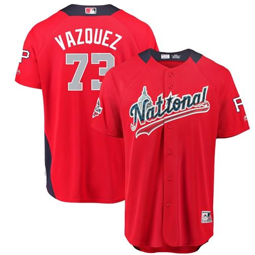 Personalized Pirates #73 Felipe Vazquez Red 2018 All-Star National League Stitched Baseball Jersey