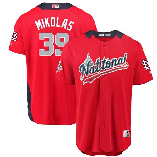 Personalized Cardinals #39 Miles Mikolas Red 2018 All-Star National League Stitched Baseball Jersey