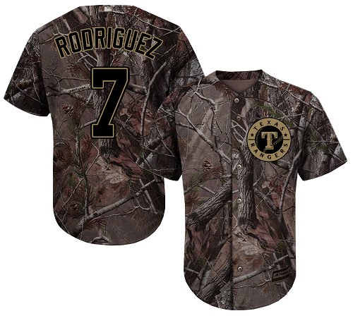 Personalized Rangers #7 Ivan Rodriguez Camo Realtree Collection Cool Base Stitched Baseball Jersey
