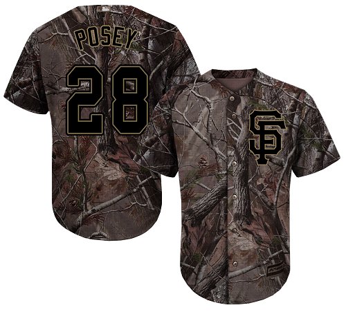 Personalized Giants #28 Buster Posey Camo Realtree Collection Cool Base Stitched Baseball Jersey