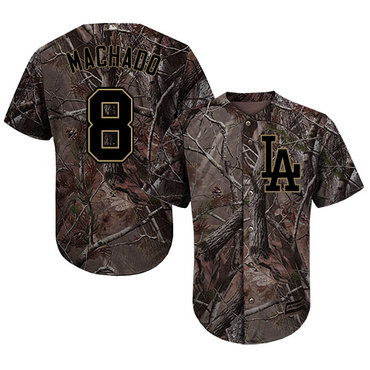 Personalized Dodgers #8 Manny Machado Camo Realtree Collection Cool Base Stitched Baseball Jersey