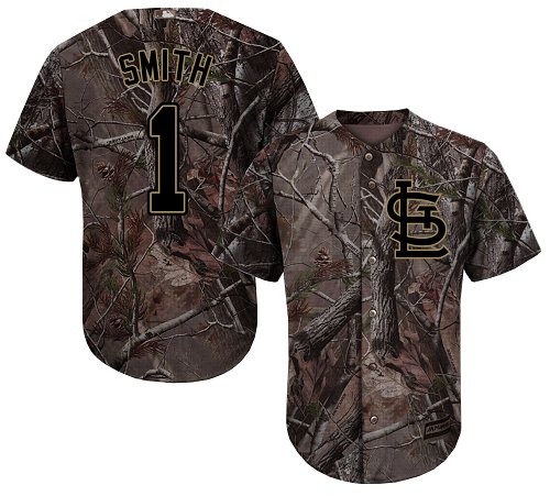 Personalized Cardinals #1 Ozzie Smith Camo Realtree Collection Cool Base Stitched Baseball Jersey