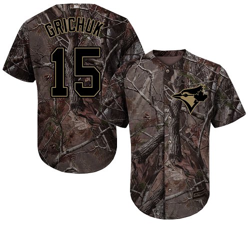 Personalized Blue Jays #15 Randal Grichuk Camo Realtree Collection Cool Base Stitched Baseball Jersey