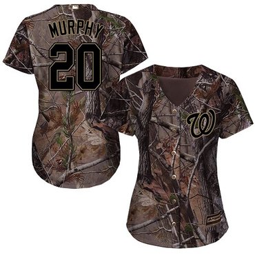 Personalized Nationals #20 Daniel Murphy Camo Realtree Collection Cool Base Women’s Stitched Baseball Jersey