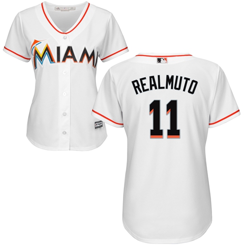 Personalized Marlins #11 JT Realmuto White Home Women’s Stitched Baseball Jersey
