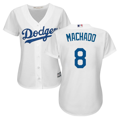 Personalized Dodgers #8 Manny Machado White Home Women’s Stitched Baseball Jersey