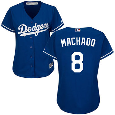 Personalized Dodgers #8 Manny Machado Blue Alternate Women’s Stitched Baseball Jersey