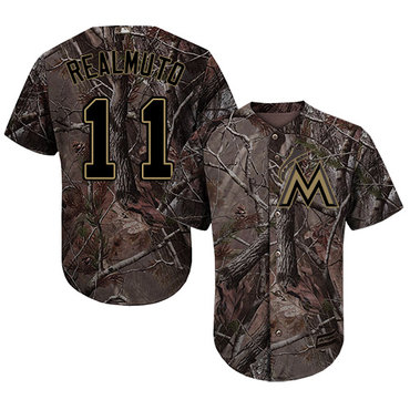 Personalized Marlins #11 JT Realmuto Camo Realtree Collection Cool Base Stitched Youth Baseball Jersey