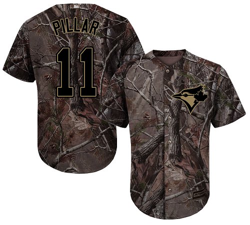 Personalized Blue Jays #11 Kevin Pillar Camo Realtree Collection Cool Base Stitched Youth Baseball Jersey